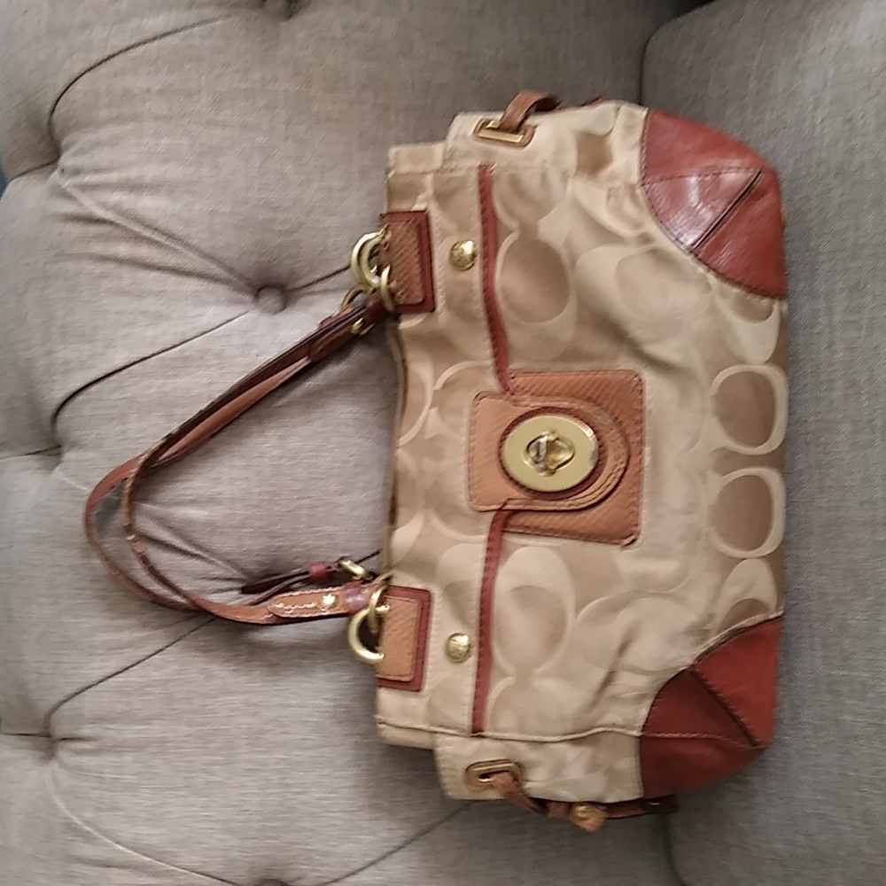 Coach signature tan  shoulder bag